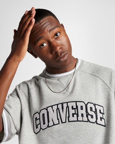 Retro Crew T-Shirt Gris vintage chin&eacute;, Detail View