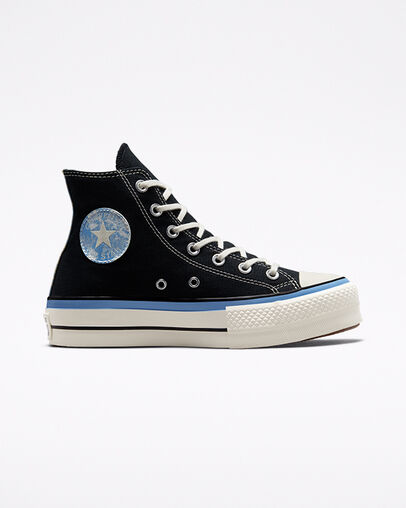 Hybrid Floral Platform Chuck Taylor All Star Negro/Azul JP/Garza, Outer Side View