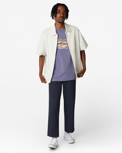 Sticker Collage Graphic T-Shirt Slate Lilac, Full Body View