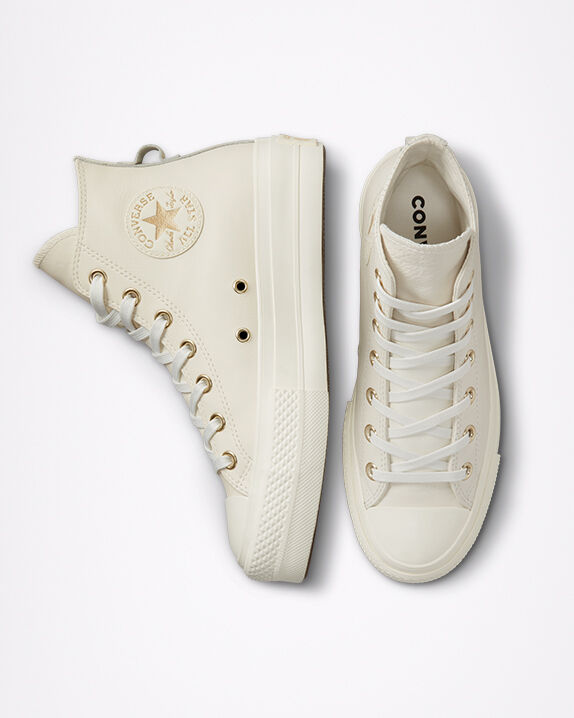 converse all star high platform beige