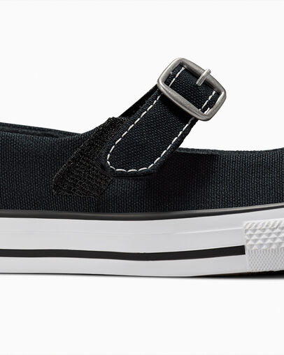 Chuck Taylor All Star Dainty Mary Jane Black/White/Black, Detail Angle View