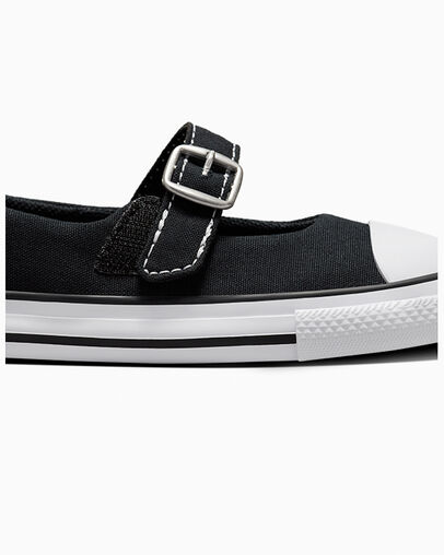Chuck Taylor All Star Dainty Mary Jane Black/White/Black, Detail Angle View