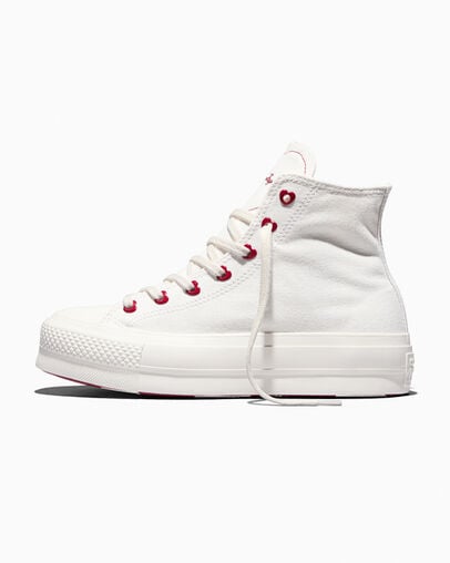 Chuck Taylor All Star Lift Platform Valentine's Day Vintage White/Egret/Days Ahead Red, Inner Side View