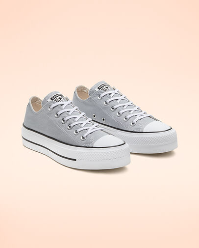 Converse Colors Platform Chuck Taylor All Star Wolf Grey/White/Black, Angled View