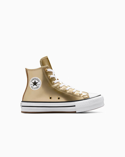 Chuck Taylor All Star EVA Lift Platform Metallic Metallic Light Gold/White, Outer Side View