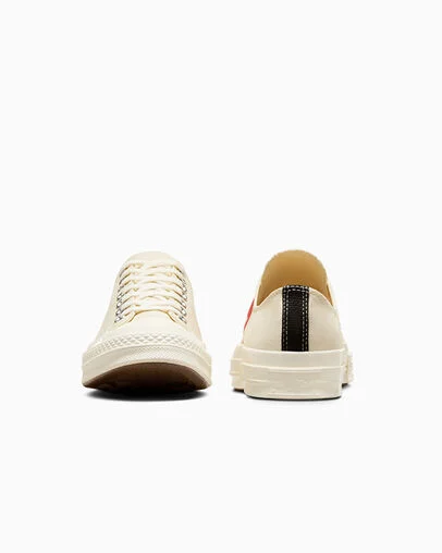 Converse x Comme des Gar&ccedil;ons PLAY Chuck 70 Milk/White/High Risk Red, Heel View