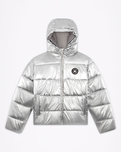 Metallic Chuck Taylor Patch Puffer Silver Metallic, Front View