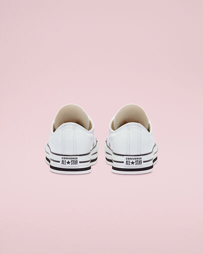 Big Kids Leather EVA Platform Chuck Taylor All Star Low Top White/Black/Egret, Heel View