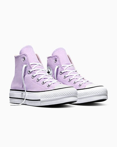Chuck Taylor All Star Lift Platform Lavender Latte/White/Black, Top and Side View