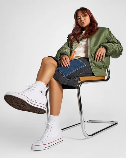 Chuck Taylor All Star Wedge Platform White/Red/Navy, On Foot Shot 1