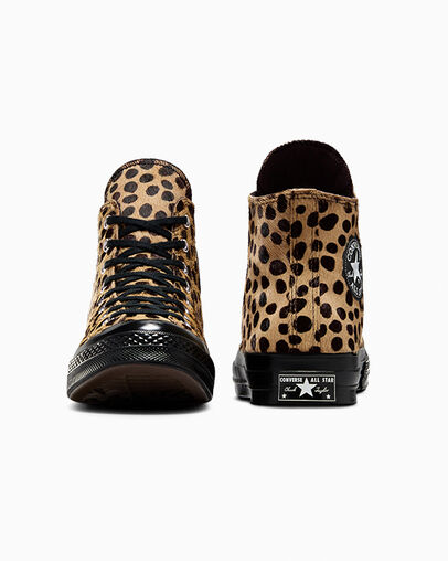 Chuck 70 Pony Hair Oro/Negro/Blanco, Heel View