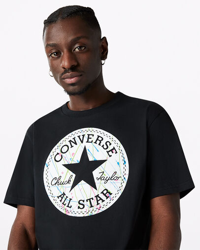 Splatter Paint Chuck Taylor Patch Short Sleeve T-Shirt Converse Black, Detail View