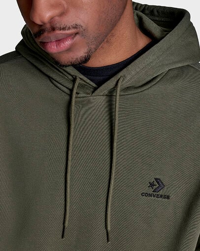 Embroidered Star Chevron Standard-Fit Fleece Hoodie Utility Green