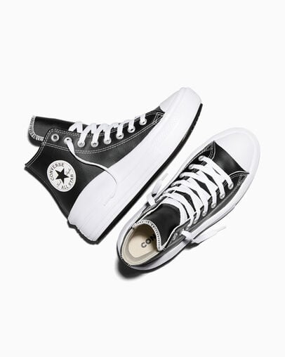 Chuck Taylor All Star Move Platform Leather Black/White/White, Angled View