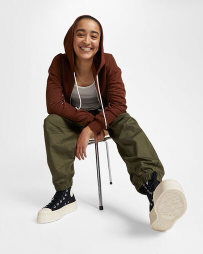 Chuck Taylor All Star Modern Lift Platform Canvas Black/Black/Egret, On Foot Shot 2