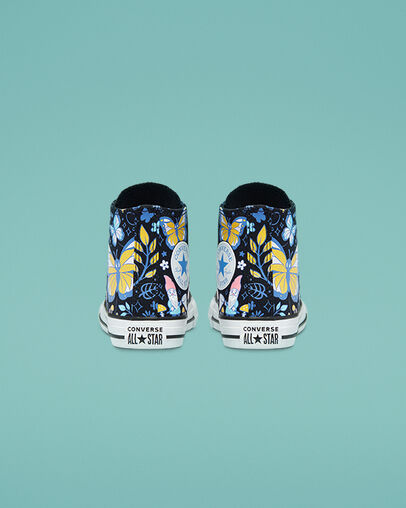 Chuck Taylor All Star Butterfly Black/Bleached Cyan/Pink Gaze, Heel View