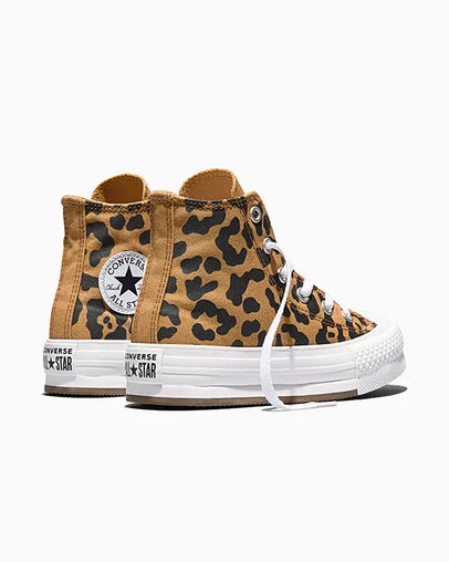 Chuck Taylor All Star EVA Lift Leopard Platform Honey Stick/Black/White, Heel View