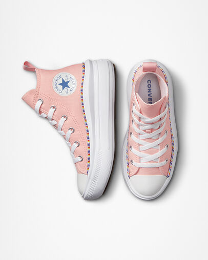 Chuck Taylor All Star Move Platform Friendship Bracelet Rosa tempesta/Indaco lavato/Bianco, Top and Side View