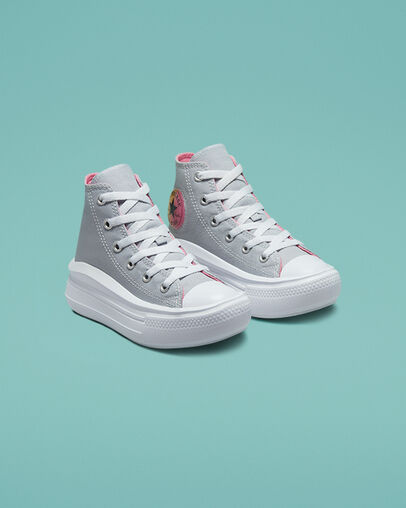 Chuck Taylor All Star Move Platform Gel Patch Gravel/Pink/White, Angled View