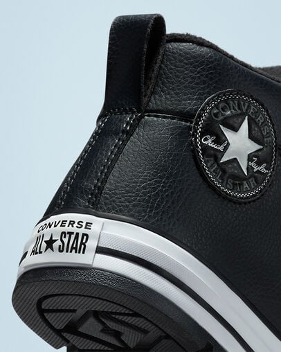 Chuck Taylor All Star Street crant&eacute;e et d&eacute;perlante Noir/Gris fer/Blanc, Detail Angle View