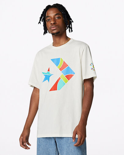 Peace & Unity Cotton Jersey T-Shirt Egret, Front View