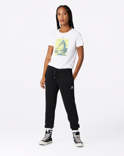 Pantalon de jogging Star Chevron brod&eacute; Noir Converse, Full Body View