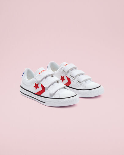 Varsity Canvas Easy-On Star Player Blanco/Rojo universitario/Azul, Angled View