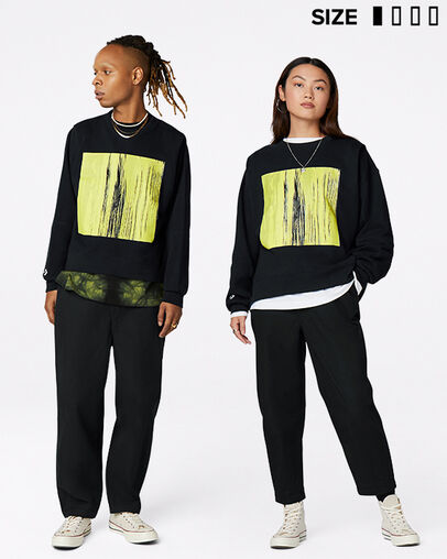 Gender Neutral Converse Shapes Bubble Crew Converse Black, Full Body View