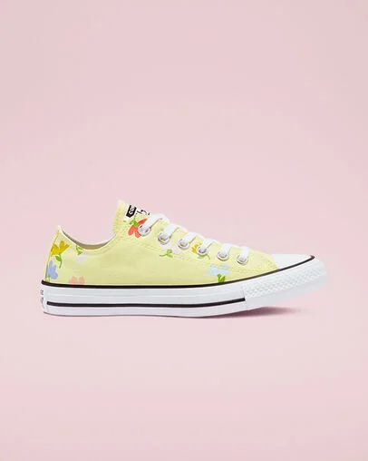 Floral Print Chuck Taylor All Star Citron clair/Noir/Blanc, Outer Side View