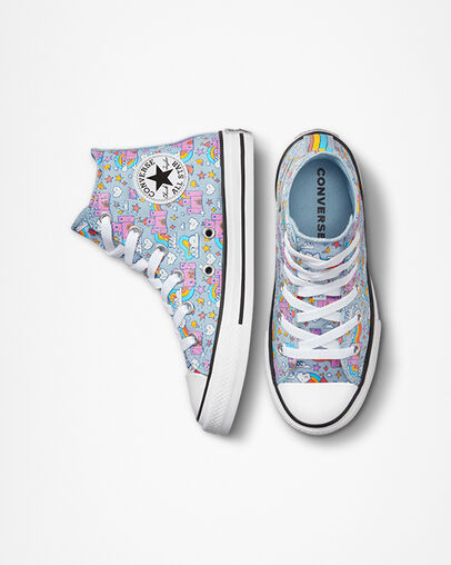 Chuck Taylor All Star Rainbow Castles Lt Armory Blue/Beyond Pink, Top and Side View