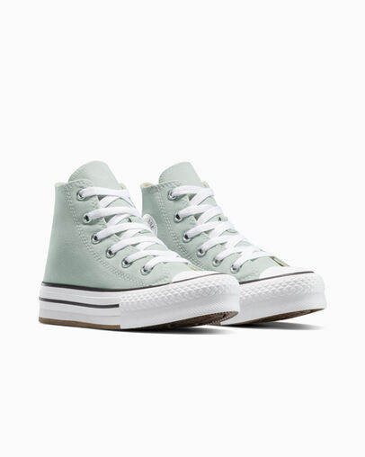 Chuck Taylor All Star Lift Platform Rainwashed Grey/White, Top and Side View