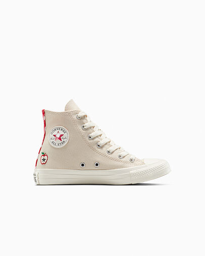 Chuck Taylor All Star Checkered Accents Light Dune/Egret/Red, Outer Side View