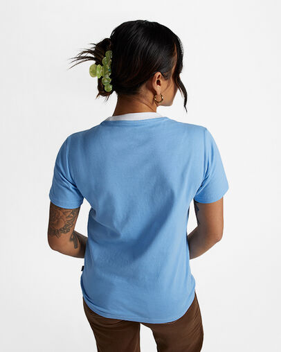 Retro Ringer T-Shirt Converse Light Blue, Full Body View