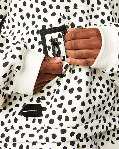 Court-Ready Cheetah Half Zip Hoodie Egret Spotted Leopard