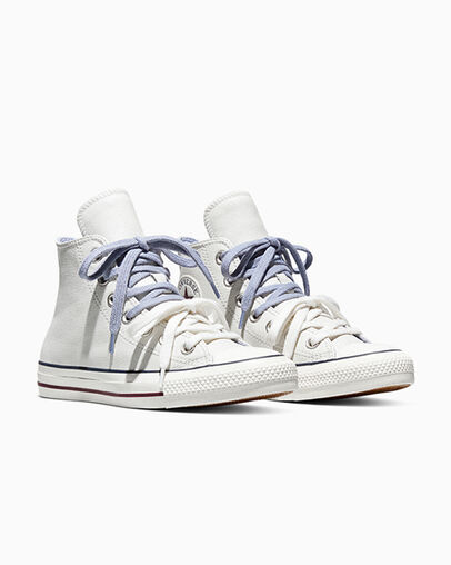 Chuck Taylor All Star Retro Leather Vintage White/Deep Bordeaux, Top and Side View