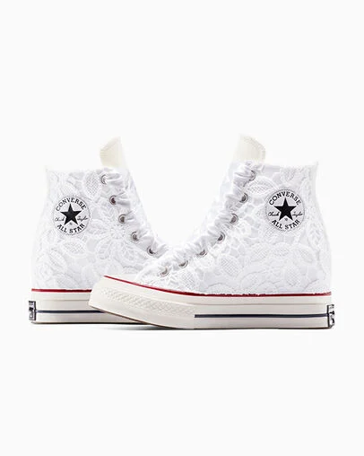 Chuck 70 Wedge Platform Romantic Lace Dentelle blanche, Detail Angle View