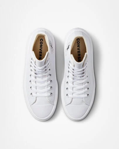Chuck Taylor All Star Move Platform Foundational Leather Blanc/Noir/Blanc, Angled View