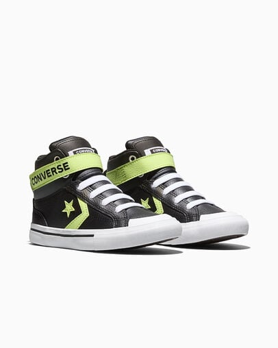 Pro Blaze Strap Leather Black/Neon Mantis Green/White, Top and Side View