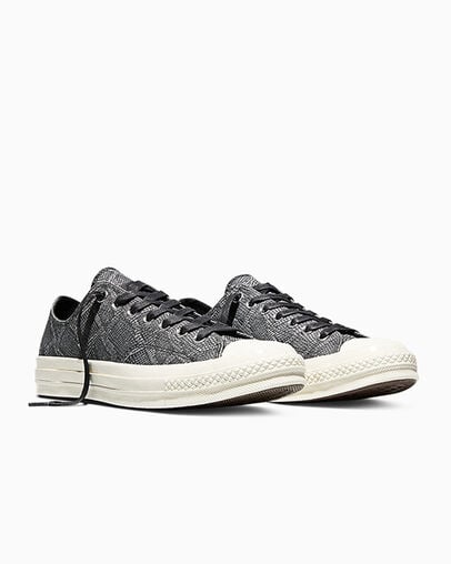 Chuck 70 Snakeskin Print Black/Black/Egret, Top and Side View
