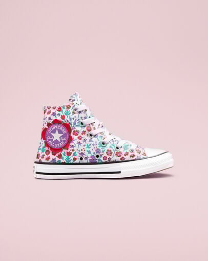 Chuck Taylor All Star Paper Floral White/Soft Red/Pixel Purple, Outer Side View