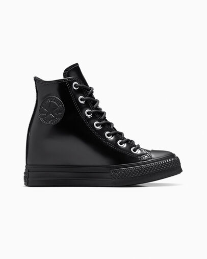 Chuck Taylor All Star Wedge Platform Leather Negro/Negro/Negro, Outer Side View