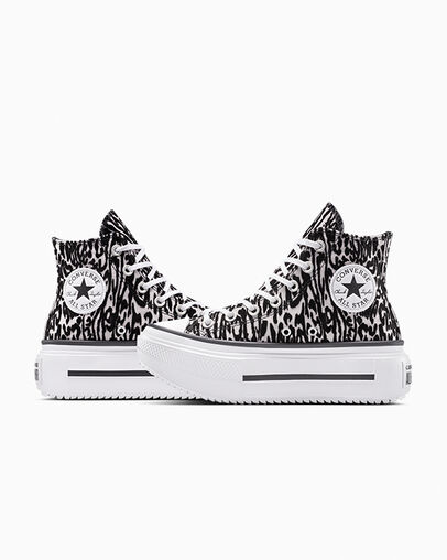 Chuck Taylor All Star Lift Double Stack Platform Leopard Black/Frozen Thistle/White, Detail Angle View