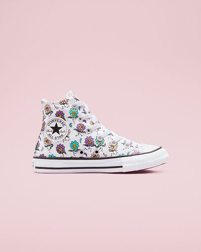 Chuck Taylor All Star Friendly Floral White/Pixel Purple, Outer Side View