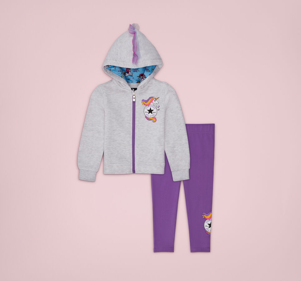 Unicorn Chuck Taylor Patch Hoodie and Legging Set Birch Heather