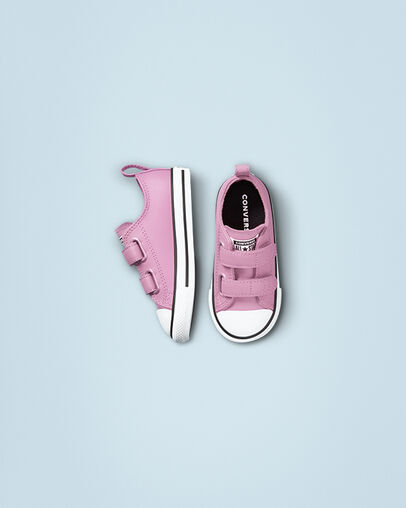 Chuck Taylor All Star Easy-On Elevated Leather Magic Flamingo/White/Black, Top and Side View
