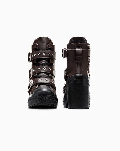 Chuck 70 De Luxe Heel Platform Leather & Buckles Bebida fresca/Negro/Plata, Heel View