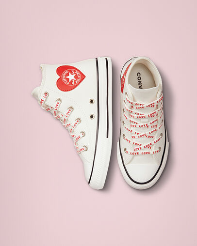 red and white converse crafted with love