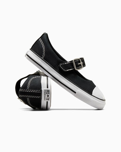 Chuck Taylor All Star Dainty Mary Jane Black/White/Black, Detail Angle View