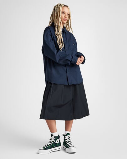 Chuck Taylor All Star Lift Platform Plaid Navy/Black/White, On Foot Shot 1