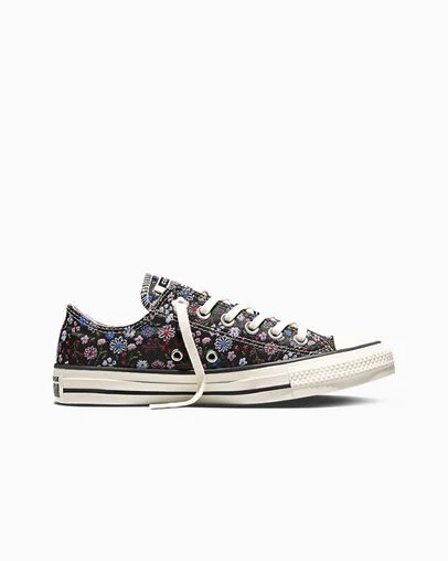 Chuck Taylor All Star Floral Accents Black/Egret/Cherry Balm, Outer Side View